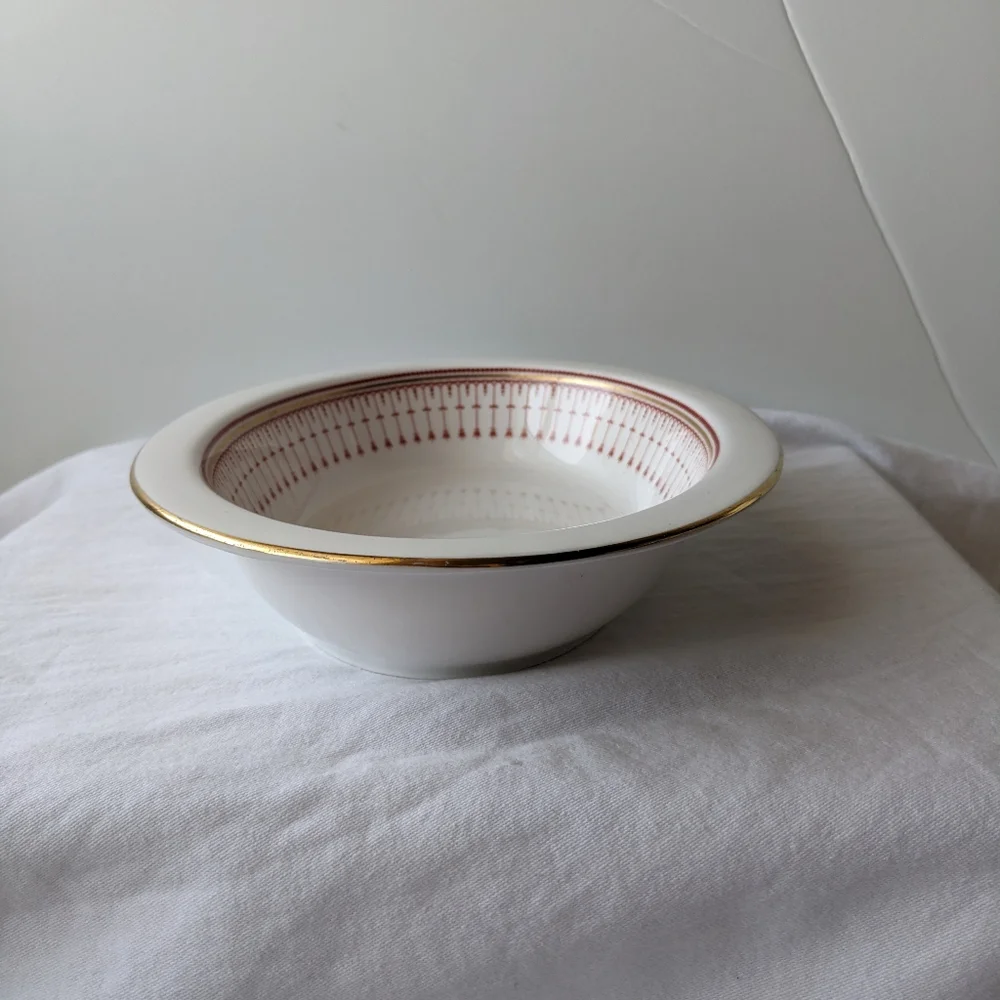 Vintage Spode Kensington Bone China Red Gold Oval Serving Bowl